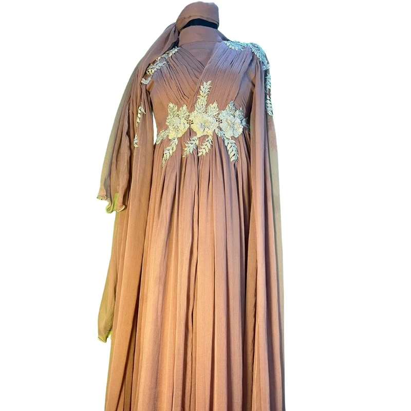 Shefoon Fabric Party Wear Maxy (peach color)